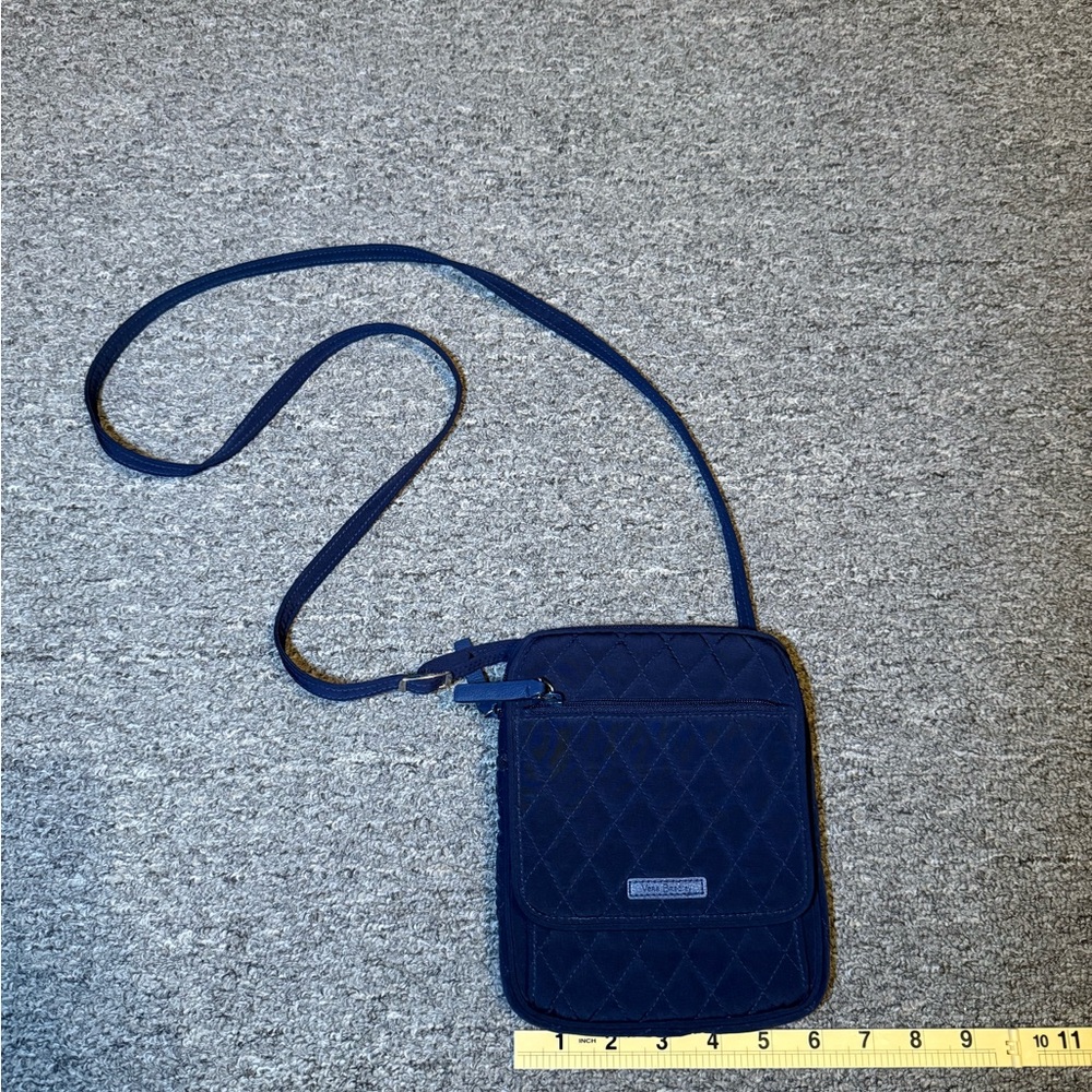 Vera Bradley Navy Quilted Mini Crossbody Travel Passport Bag